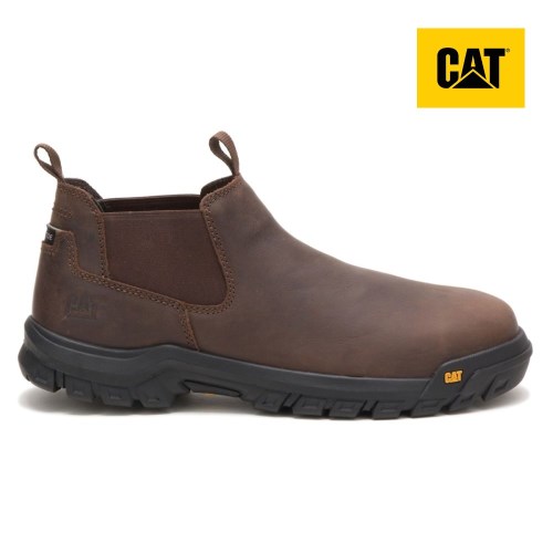 Caterpillar Outline Slip-On Steel Toe Werkschoenen Heren DonkerBruin (QZIG.NL)